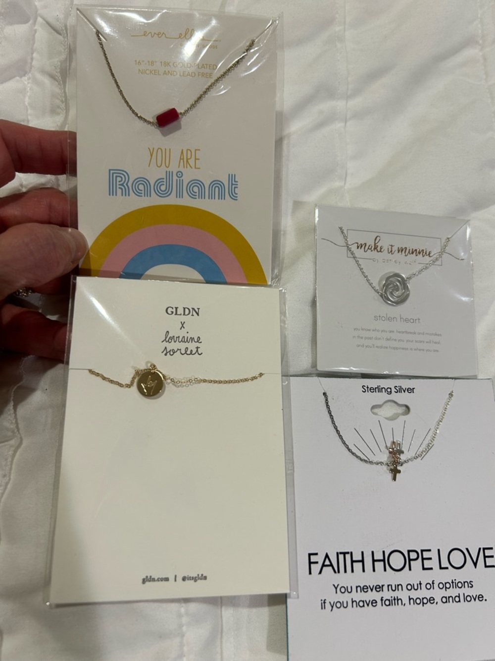 Four necklace set - silver and gold accents - classy and understated.